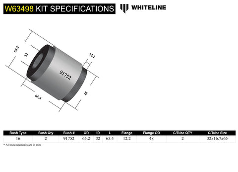 Rear Lower Toe Arm Bush Kit