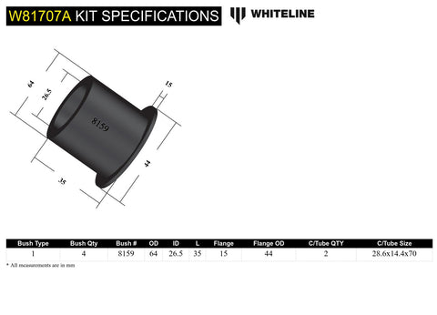 Front Lower Caster Arm - Bush Kit