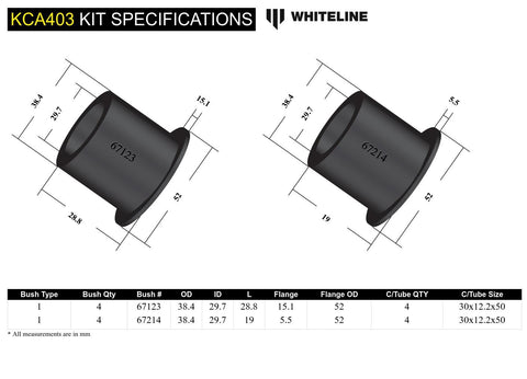 Front Upper Control Arm - Inner Camber Kit