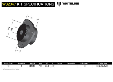 Front Caster Bush Kit (Adjustable)