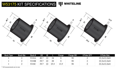 Front Lower Control Arm - Inner Bush Kit