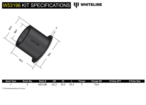 Front Lower Control Arm Bush Kit (Rear)