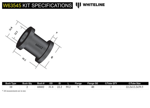 Rear Upper Control Arm Bush Kit