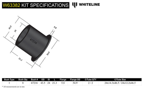 Rear Lower Control Arm Bush Kit (Outer)