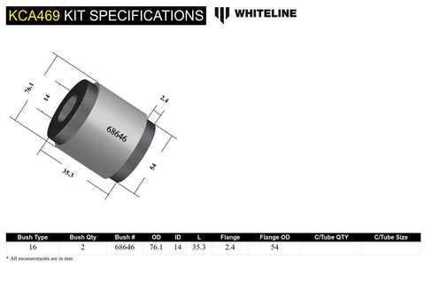 Front Lower Control Arm - Caster Bush Kit