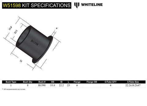 Rear Control Arm Lower Outer Bush Kit