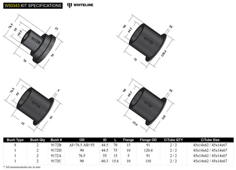 Rear Subframe Mount Bush Kit