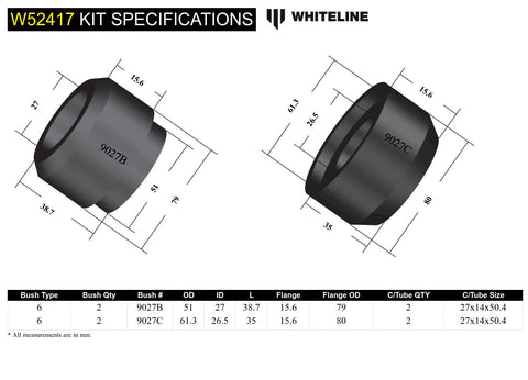 Front Lower Control Arm Offset Bush Kit (Rear)