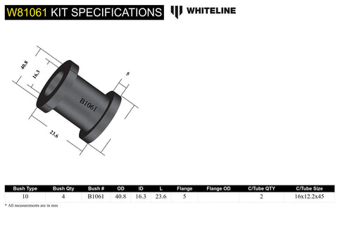 Front Caster Bush Kit