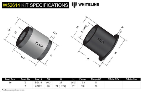 Front Lower Control Arm - Rear Bush Kit (Offset)