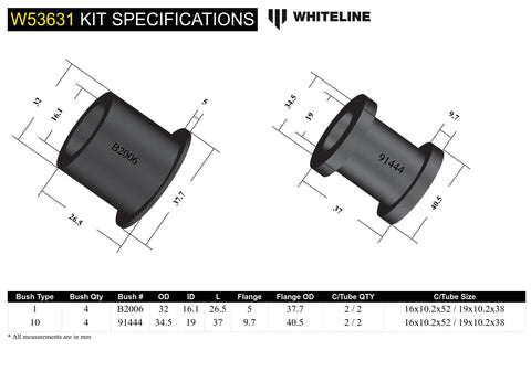 Front Upper and Lower Control Arm Bush Kit