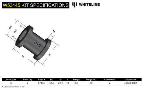 Front Lower Control Arm Offset Bush Kit (Rear)