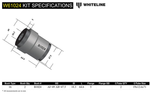 Rear Lower Trailing Arm - Front Bush Kit